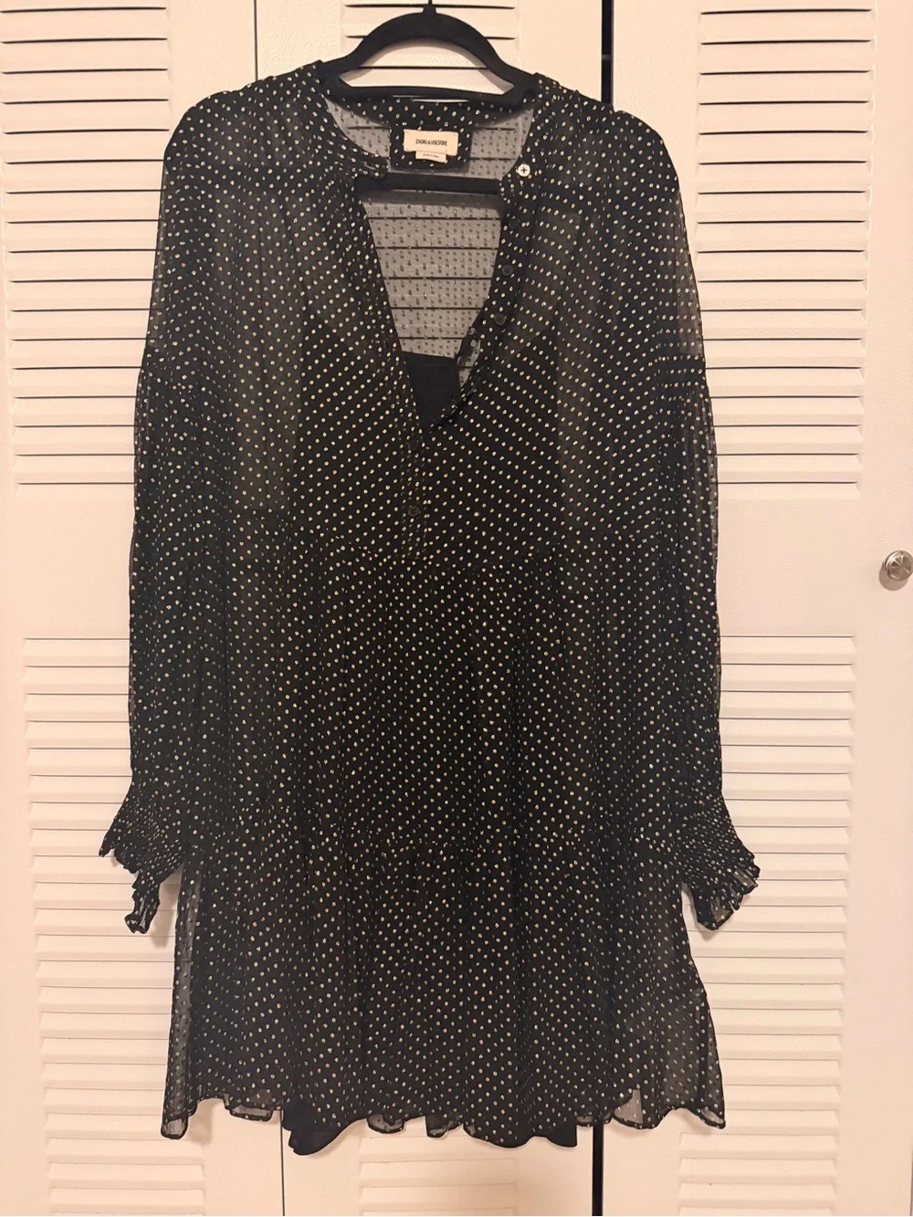 Zadig & Voltaire Randy Mousseline Sparle Noir Dress - Picture 7 of 13